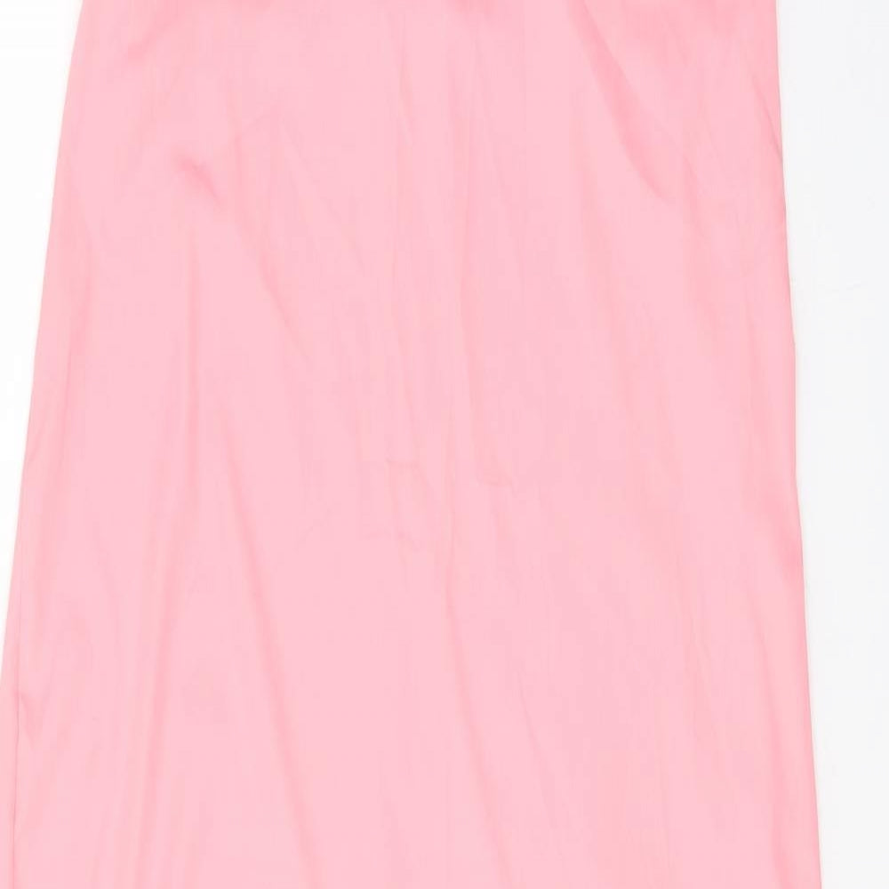 Zara Womens Pink Polyester Maxi Size S Halter Tie