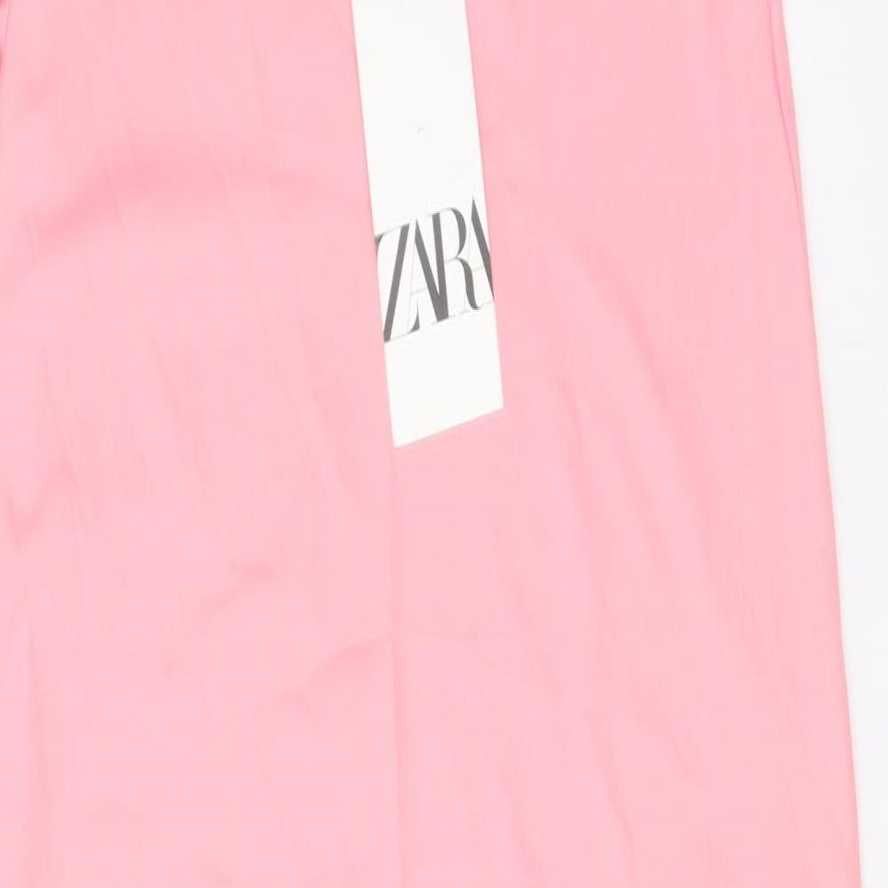 Zara Womens Pink Polyester Maxi Size S Halter Tie