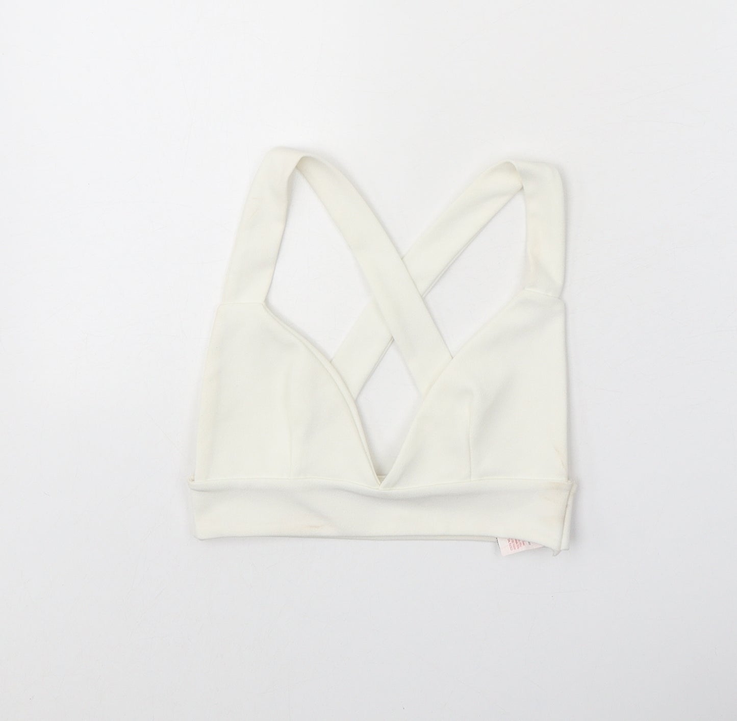 PRETTYLITTLETHING Womens White Polyester Cropped Tank Size 4 V-Neck