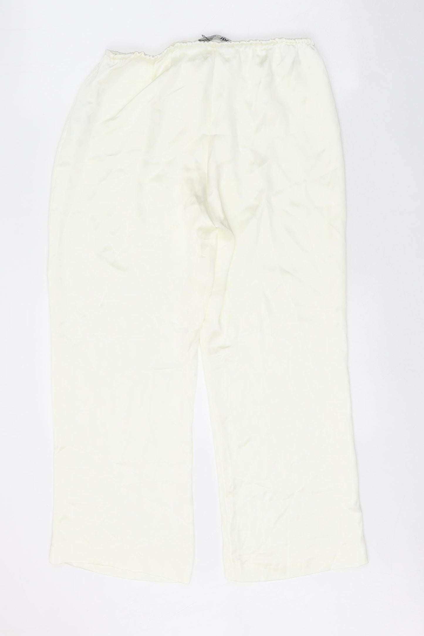 Zara Womens White Polyester Trousers Size M Regular Tie