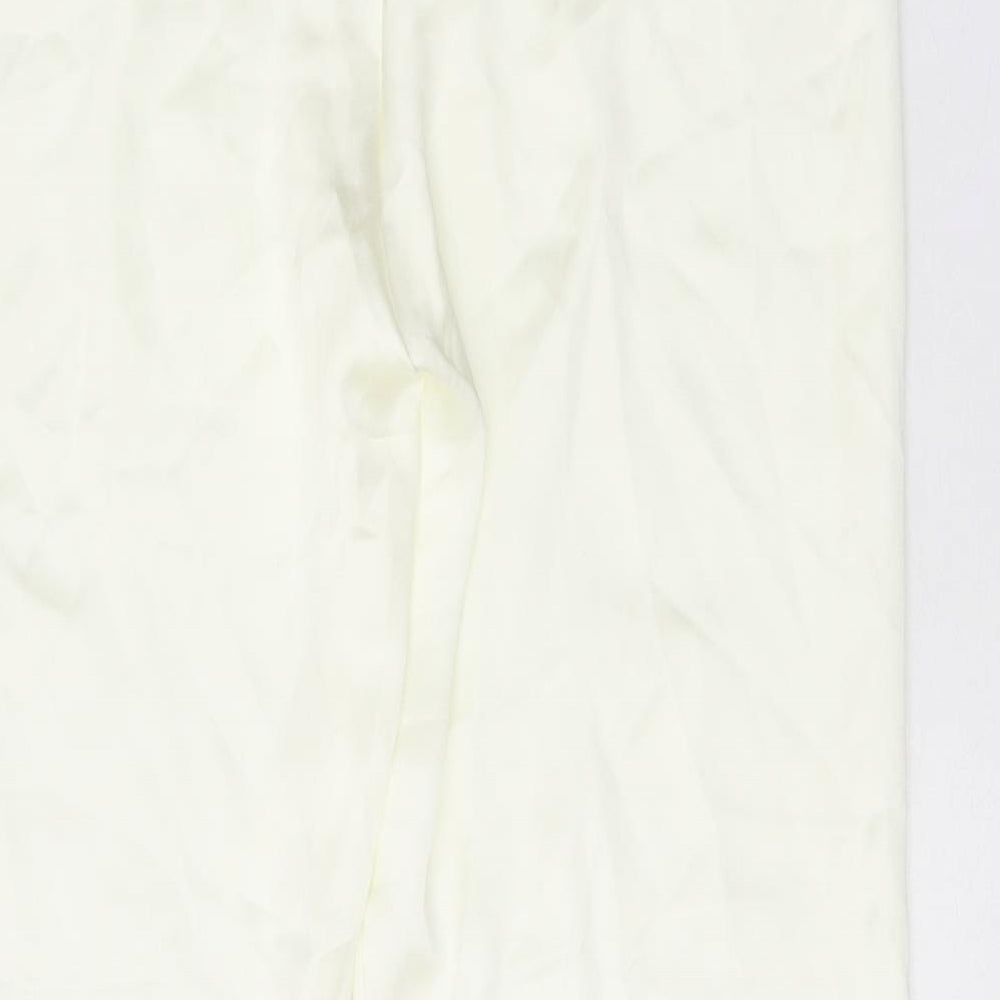 Zara Womens White Polyester Trousers Size M Regular Tie