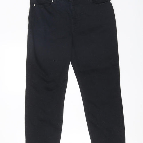 Phase Eight Womens Black Cotton Straight Jeans Size 30 in Regular Zip