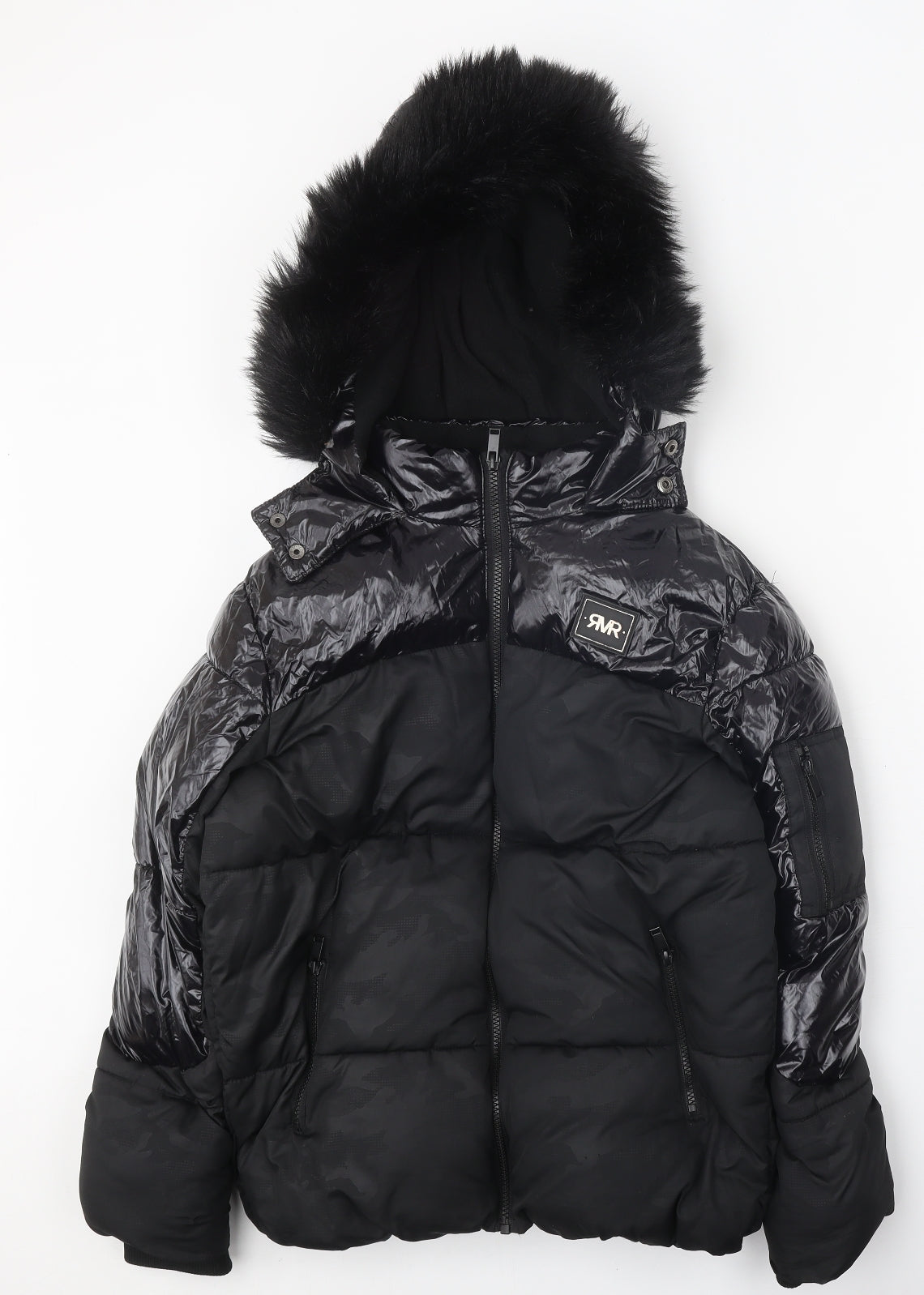 River Island Girls Black Puffer Jacket Jacket Size 11-12 Years Zip