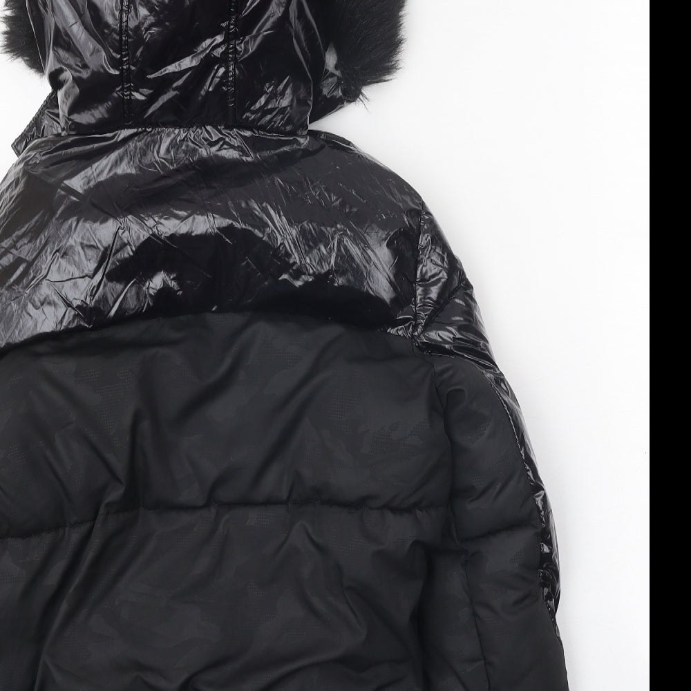 River Island Girls Black Puffer Jacket Jacket Size 11-12 Years Zip