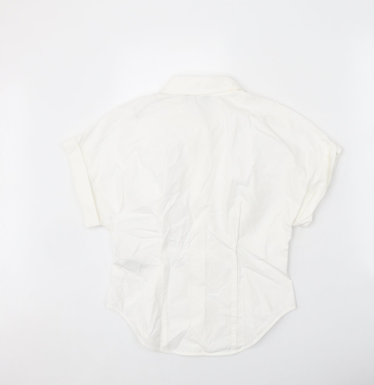 Marks and Spencer Womens White 100% Cotton Basic Button-Up Size 8 V-Neck