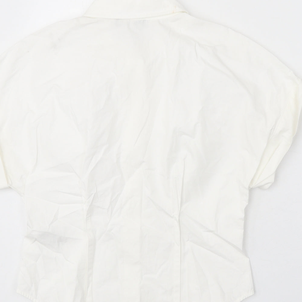 Marks and Spencer Womens White 100% Cotton Basic Button-Up Size 8 V-Neck