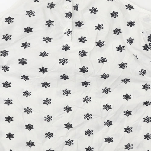 George Womens White Geometric Polyester Basic Blouse Size 8 Round Neck - Cold Shoulders