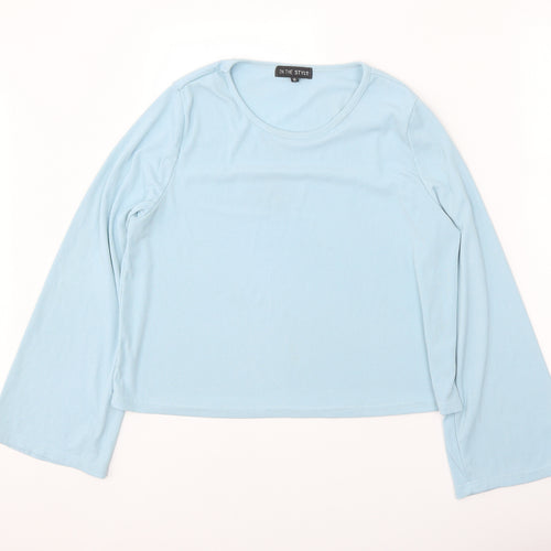 In the Style Womens Blue Cotton Basic Blouse Size 14 Round Neck