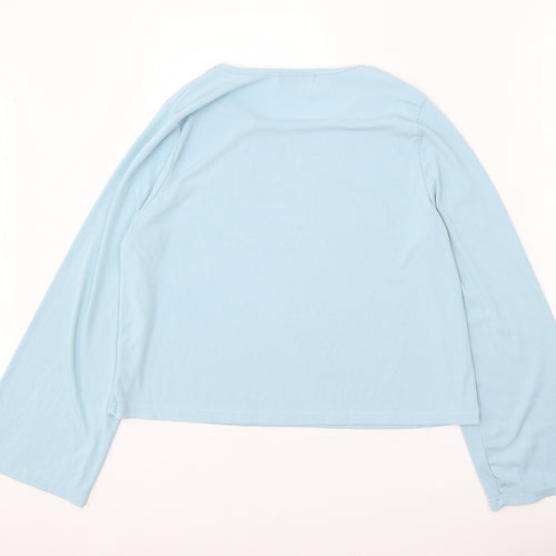 In the Style Womens Blue Cotton Basic Blouse Size 14 Round Neck
