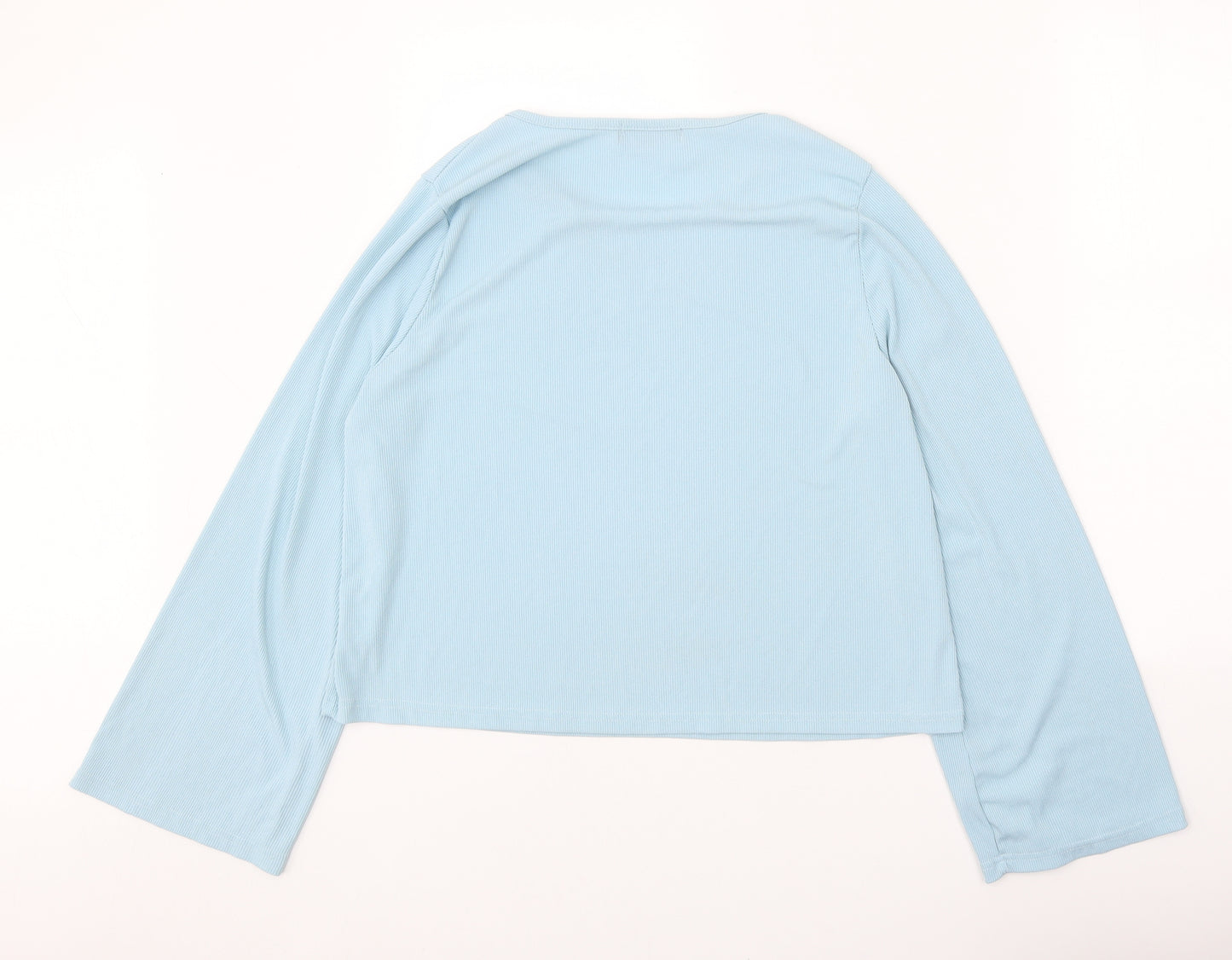 In the Style Womens Blue Cotton Basic Blouse Size 14 Round Neck