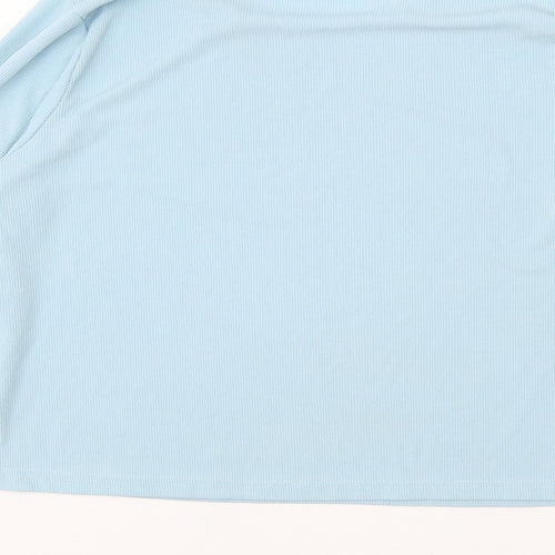 In the Style Womens Blue Cotton Basic Blouse Size 14 Round Neck