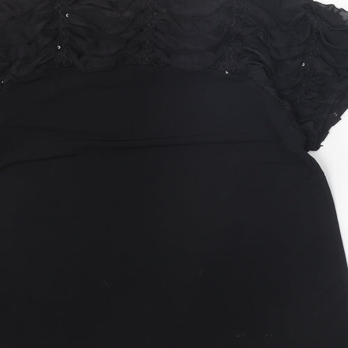 Saloos Womens Black Geometric Polyester Basic Blouse Size 16 Round Neck