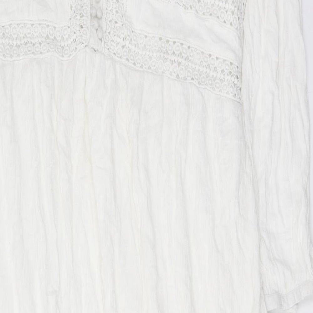 Yours Womens White Viscose A-Line Size 18 V-Neck Pullover