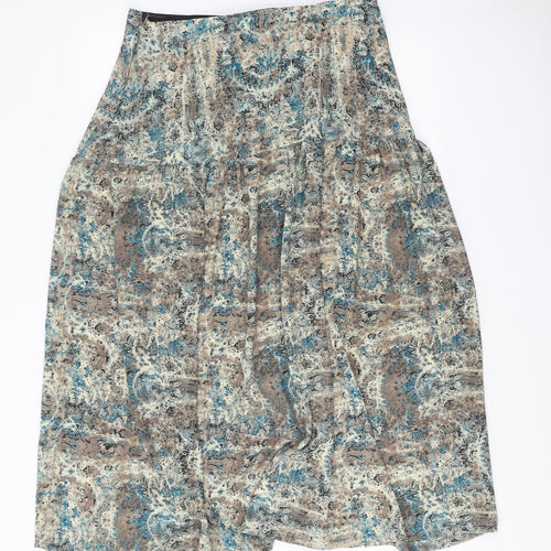 Preworn Womens Beige Geometric Polyester Peasant Skirt Size 31 in Zip