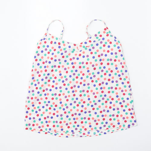 Adore Womens White Polka Dot Polyester Basic Tank Size S V-Neck