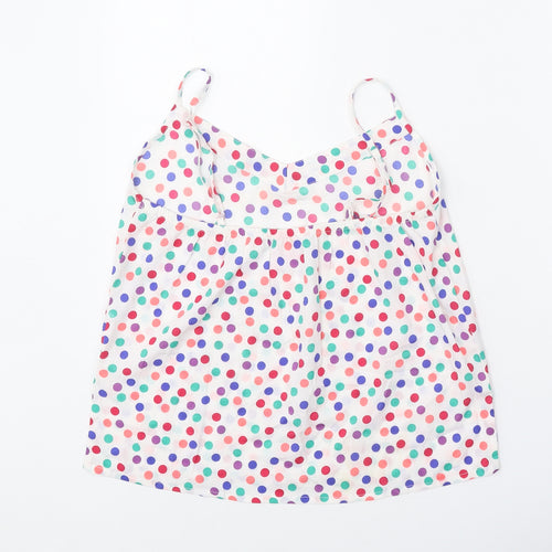 Adore Womens White Polka Dot Polyester Basic Tank Size S V-Neck