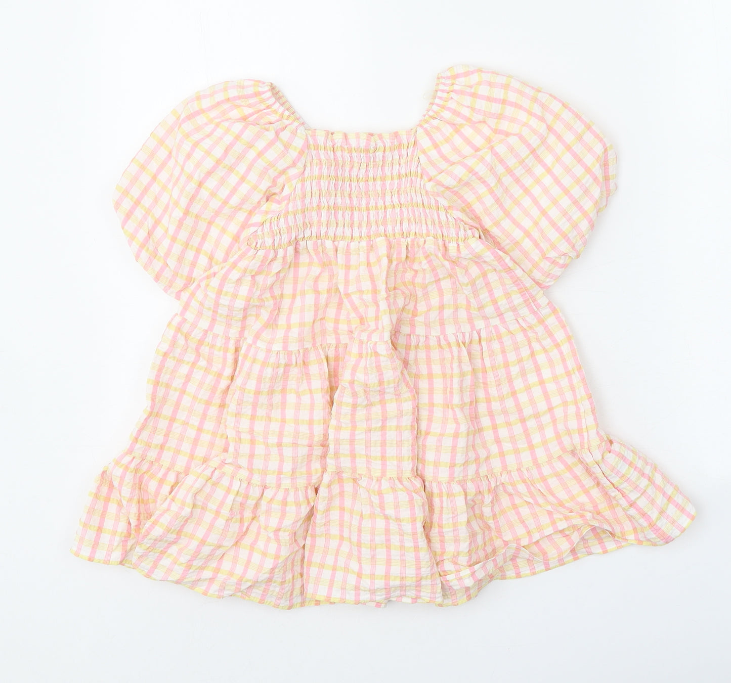 F&F Girls White Striped Polyester A-Line Size 2-3 Years Round Neck Pullover