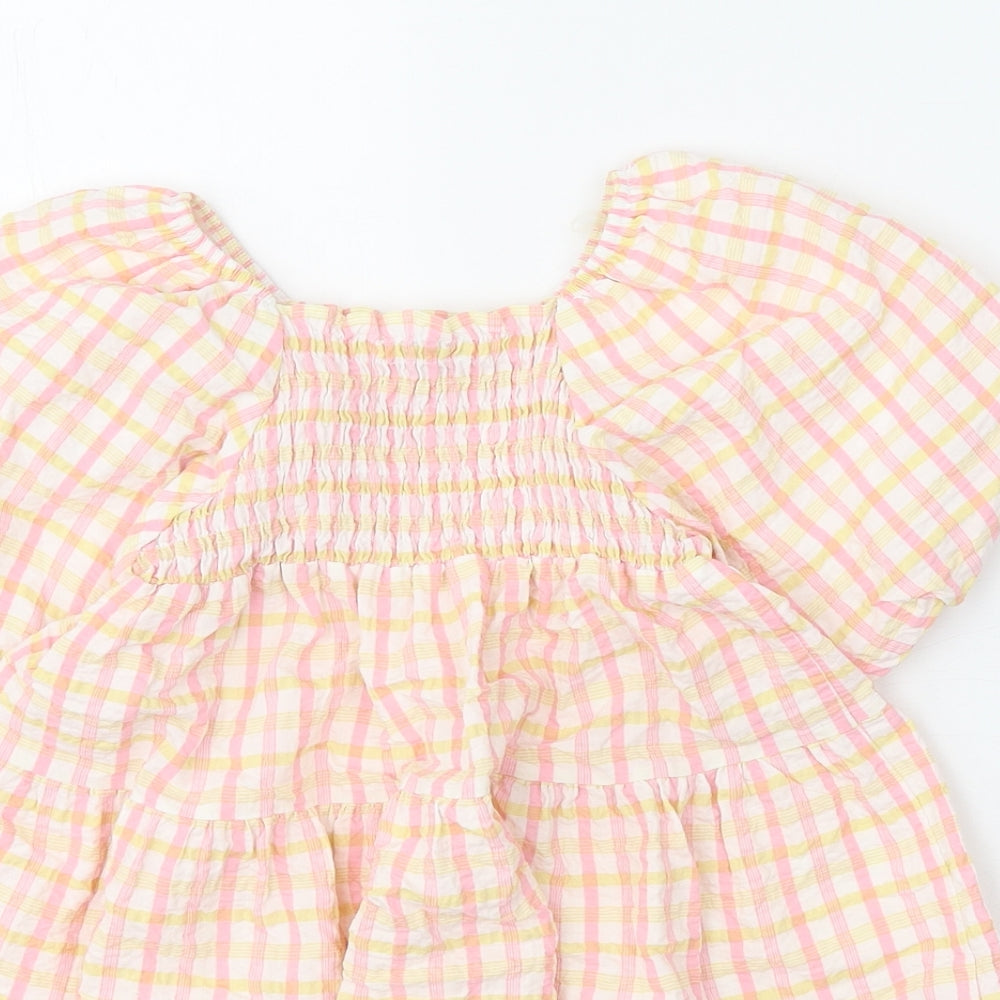 F&F Girls White Striped Polyester A-Line Size 2-3 Years Round Neck Pullover