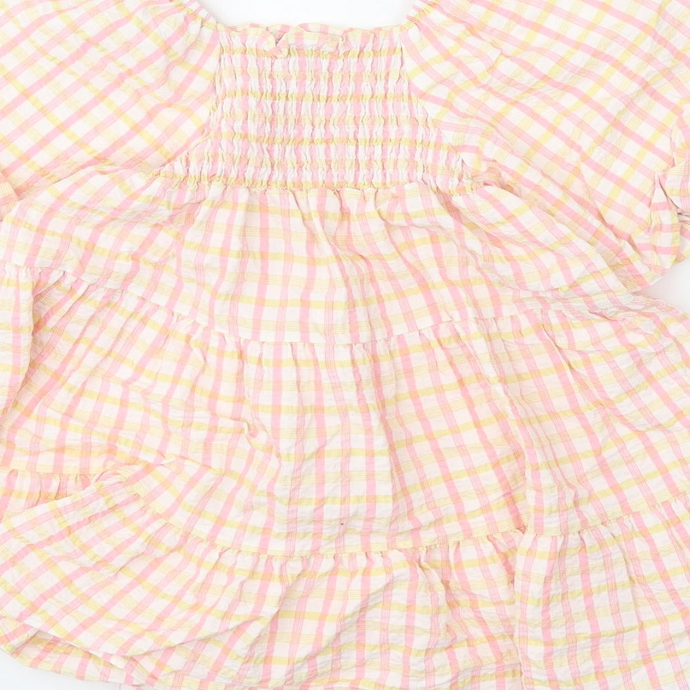 F&F Girls White Striped Polyester A-Line Size 2-3 Years Round Neck Pullover