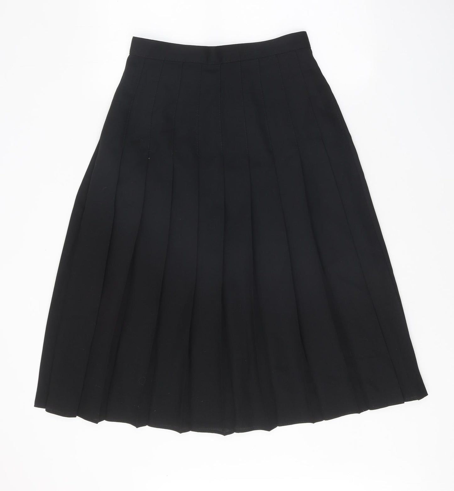 Preworn Womens Black Polyester Pleated Skirt Size 28 in Zip