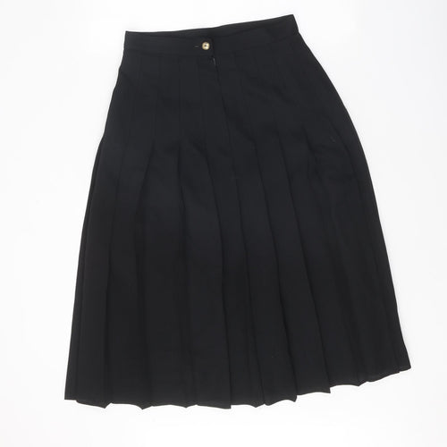 Preworn Womens Black Polyester Pleated Skirt Size 28 in Zip