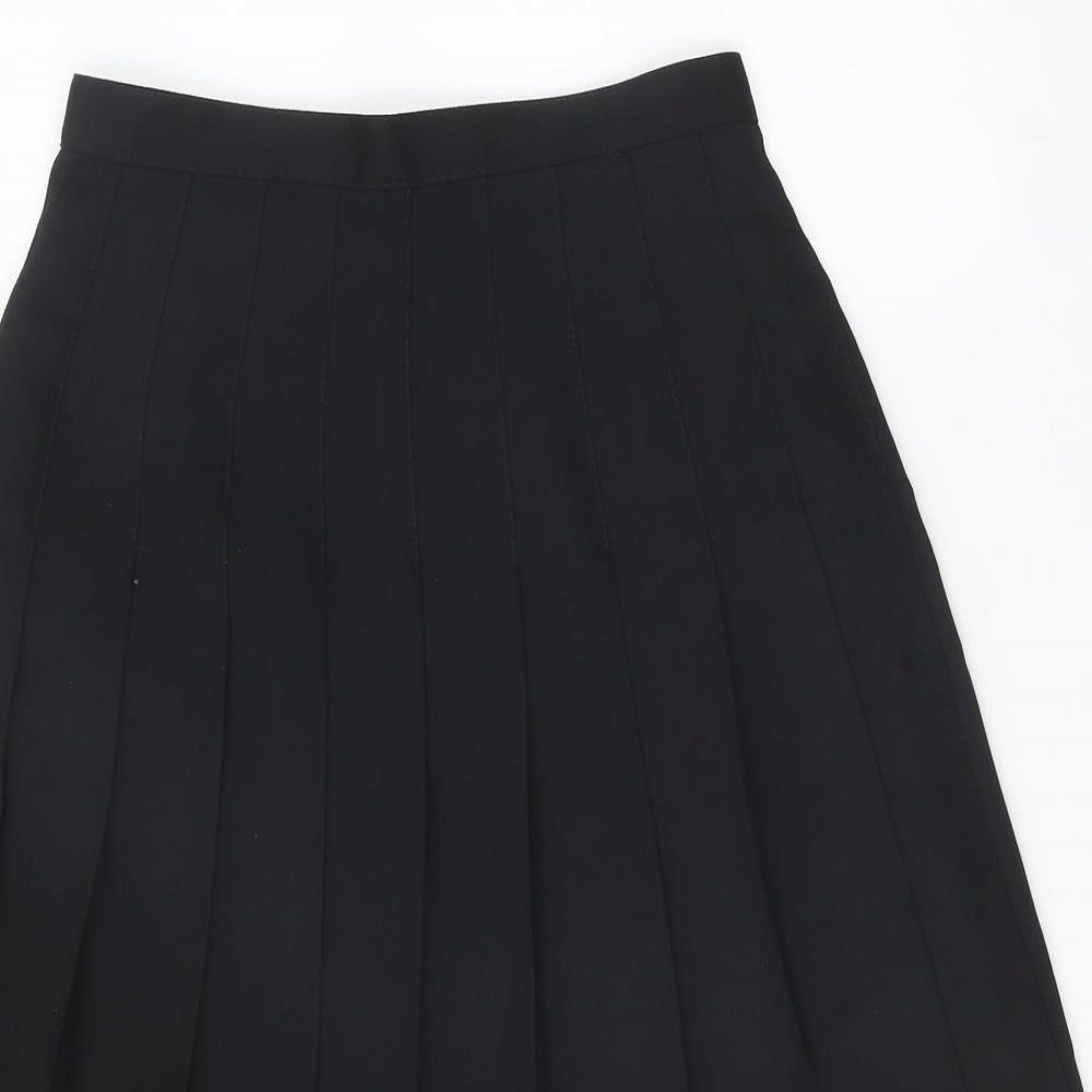 Preworn Womens Black Polyester Pleated Skirt Size 28 in Zip
