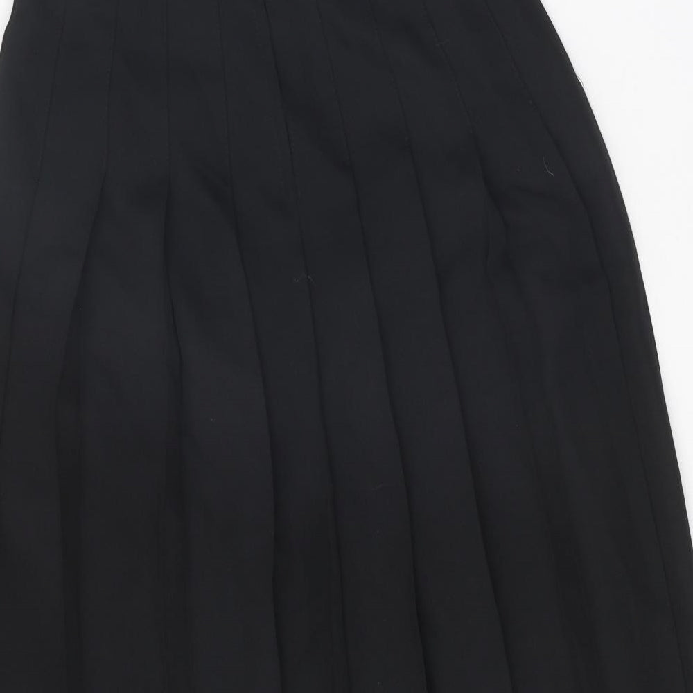 Preworn Womens Black Polyester Pleated Skirt Size 28 in Zip