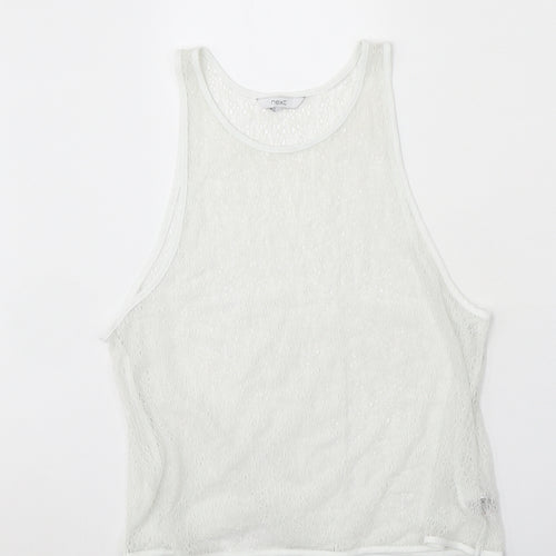 NEXT Womens White Nylon Basic Tank Size 14 Round Neck - Lace Detail