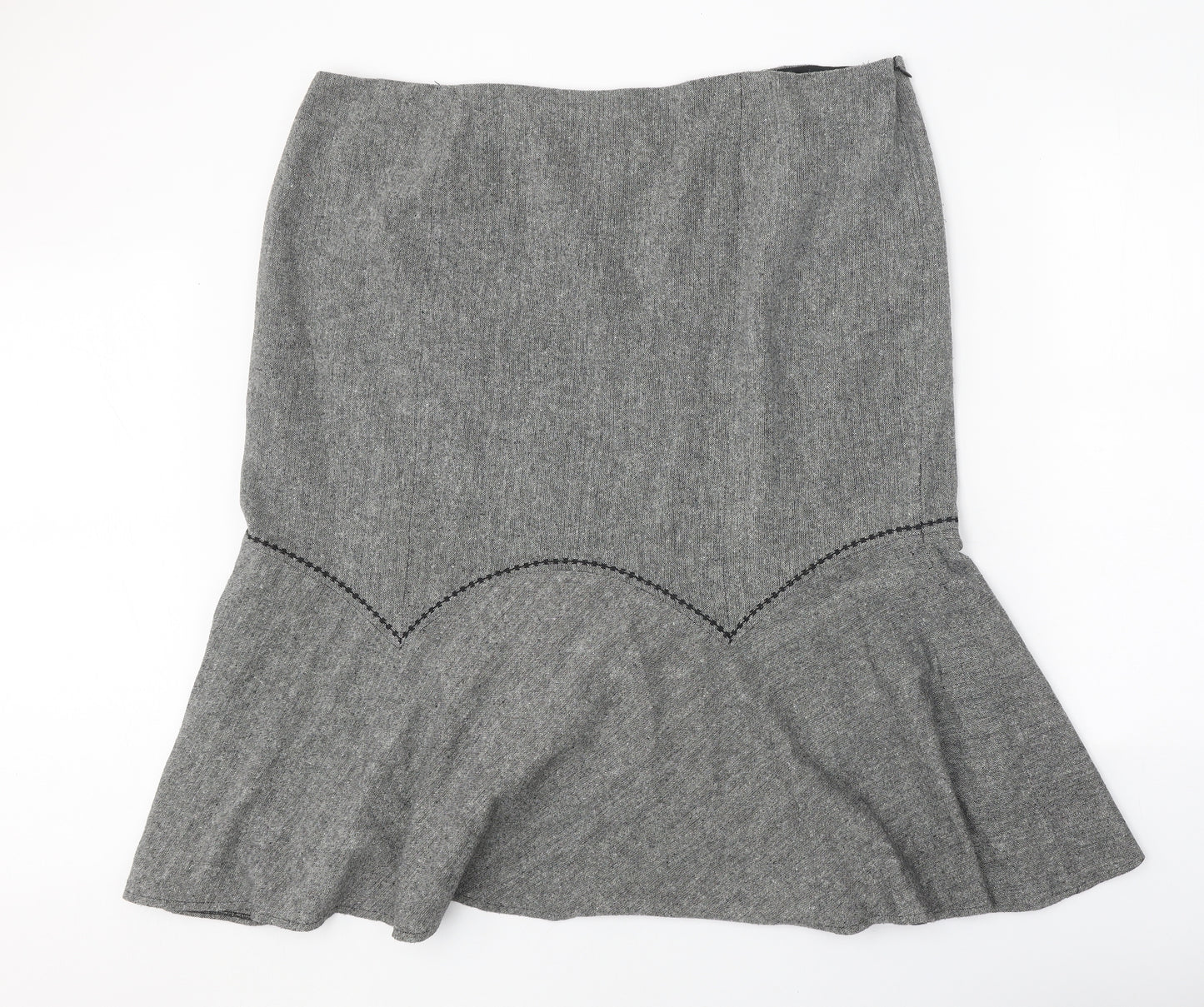 Ann Harvey Womens Grey Polyester Trumpet Skirt Size 22 Zip