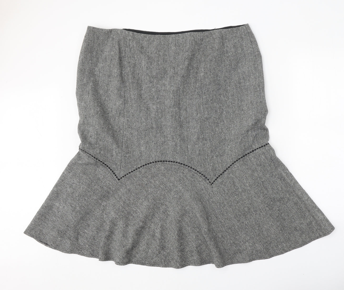 Ann Harvey Womens Grey Polyester Trumpet Skirt Size 22 Zip