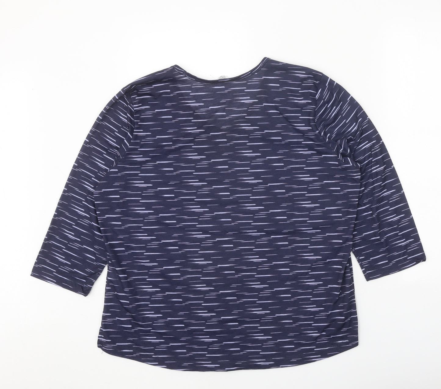 DASH Womens Blue Geometric Polyester Basic T-Shirt Size 20 Round Neck