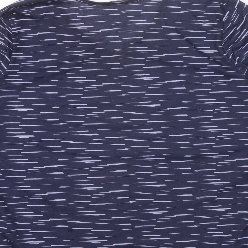 DASH Womens Blue Geometric Polyester Basic T-Shirt Size 20 Round Neck