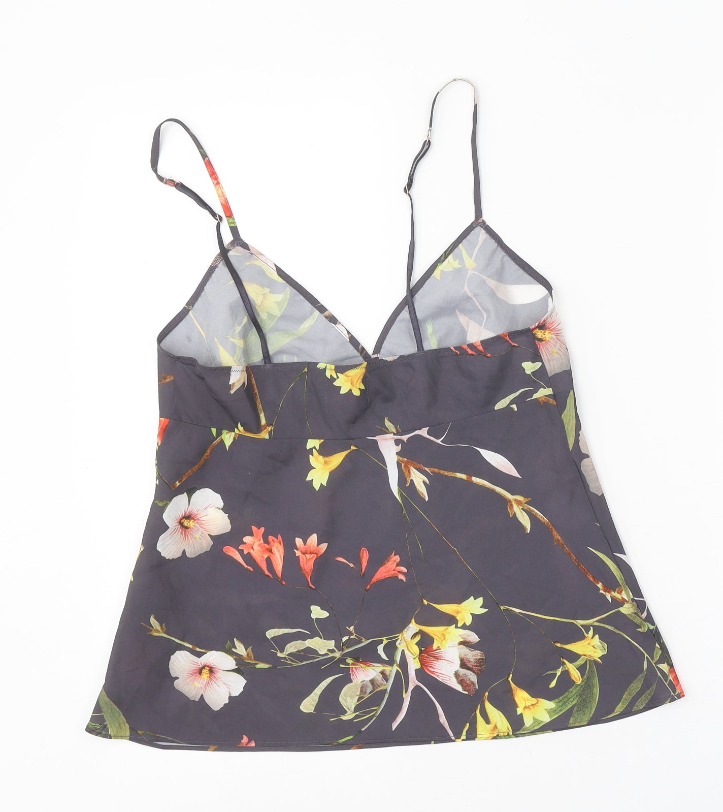 Ted Baker Womens Grey Geometric Polyester Camisole Tank Size 10 V-Neck