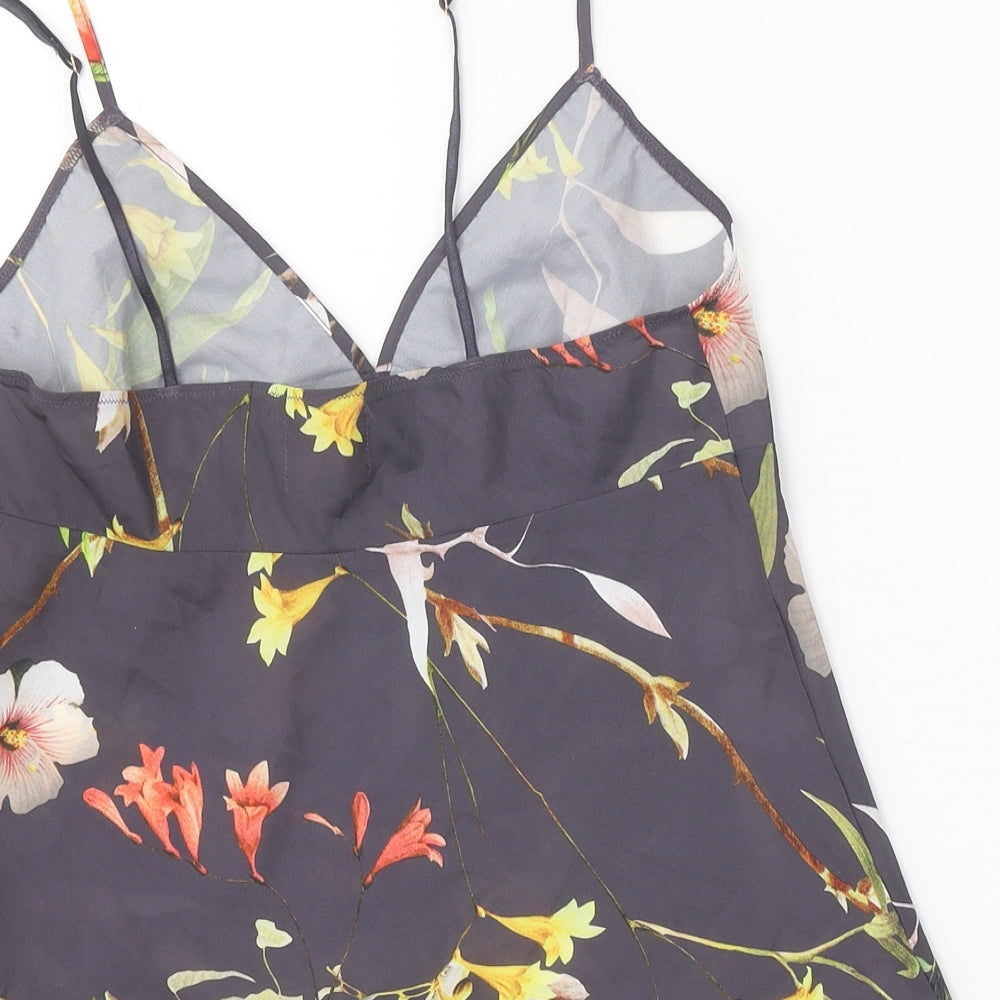 Ted Baker Womens Grey Geometric Polyester Camisole Tank Size 10 V-Neck