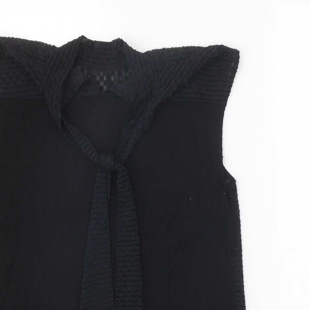 NEXT Womens Black Polyester Basic Blouse Size 12 Round Neck