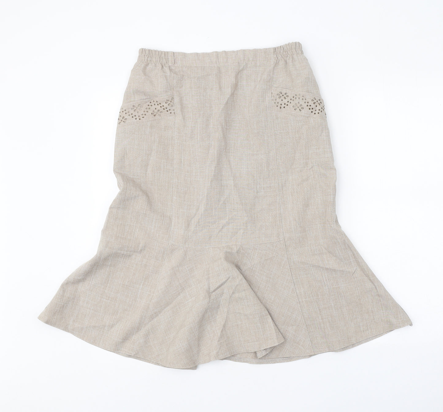 Afibel Womens Beige Polyester Trumpet Skirt Size 12