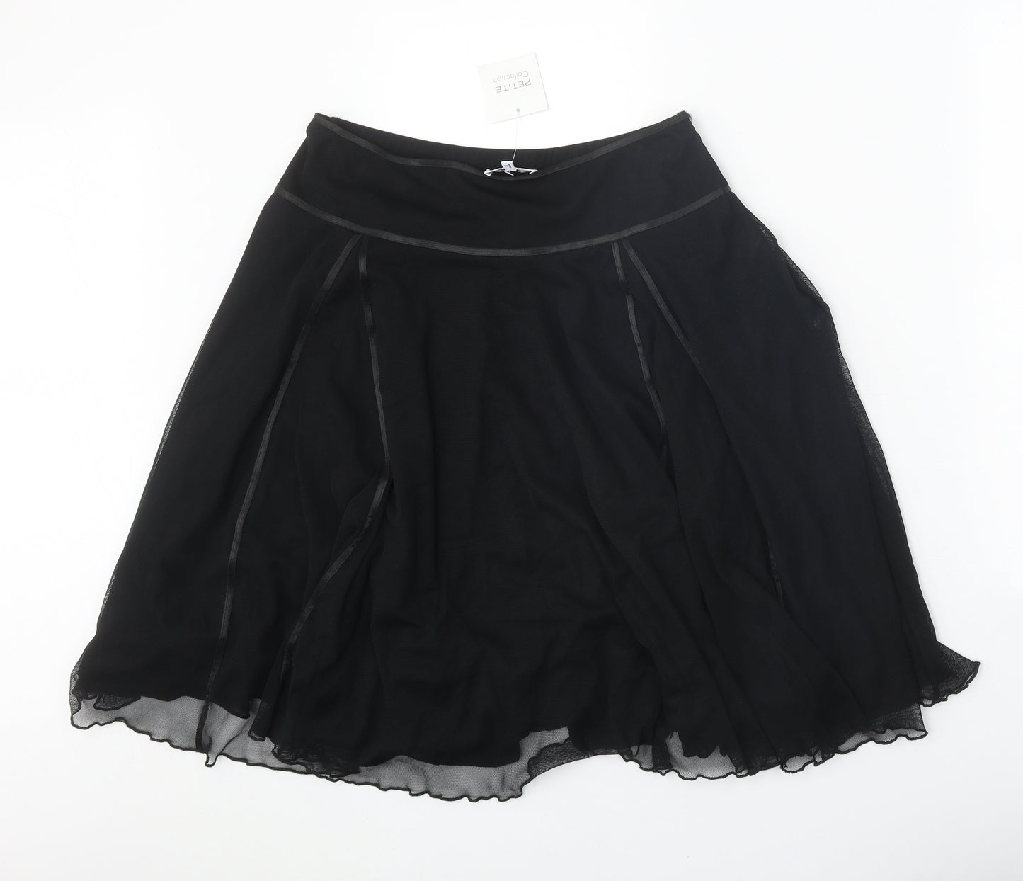 Debenhams Womens Black Polyester Swing Skirt Size 12 Zip