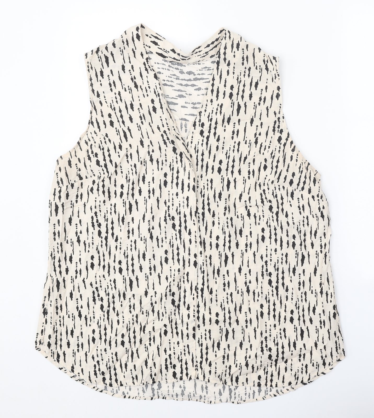 Matalan Womens White Geometric Viscose Basic Tank Size 18 V-Neck