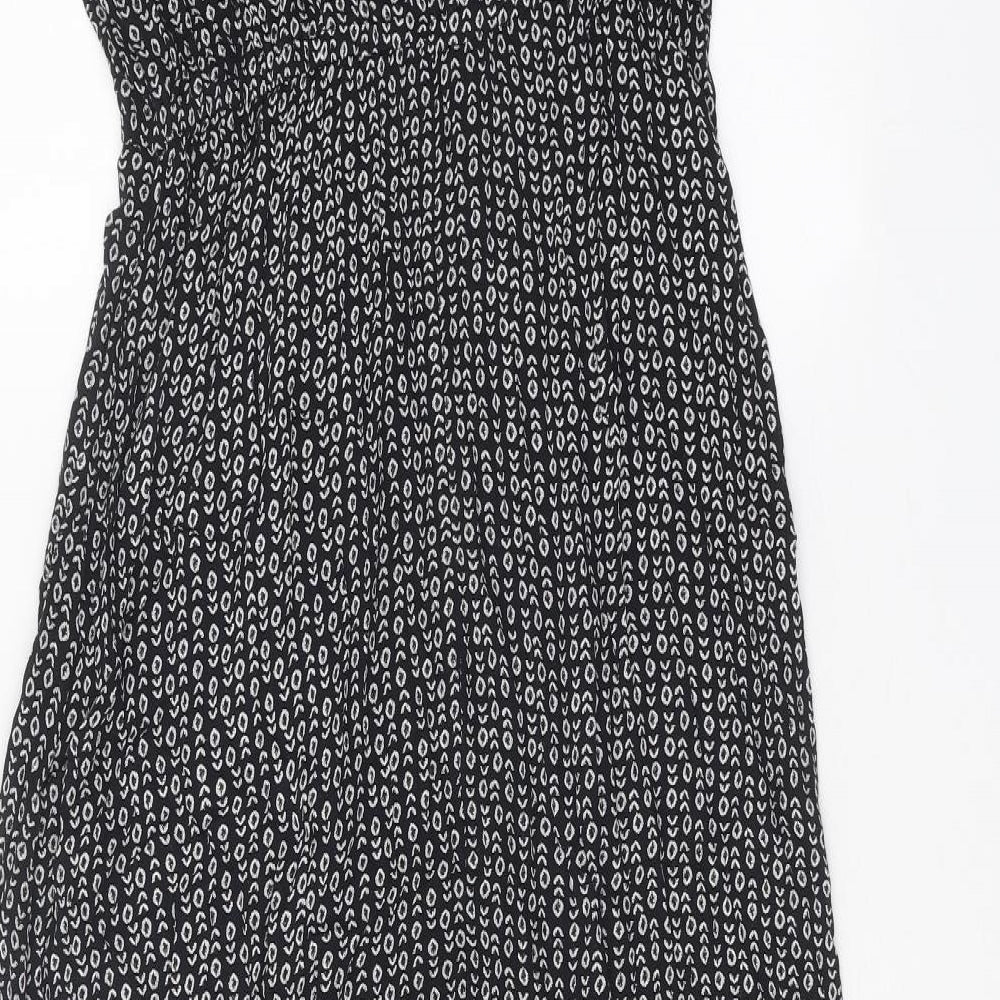 Marks and Spencer Womens Black Geometric Viscose A-Line Size 16 Off the Shoulder Pullover