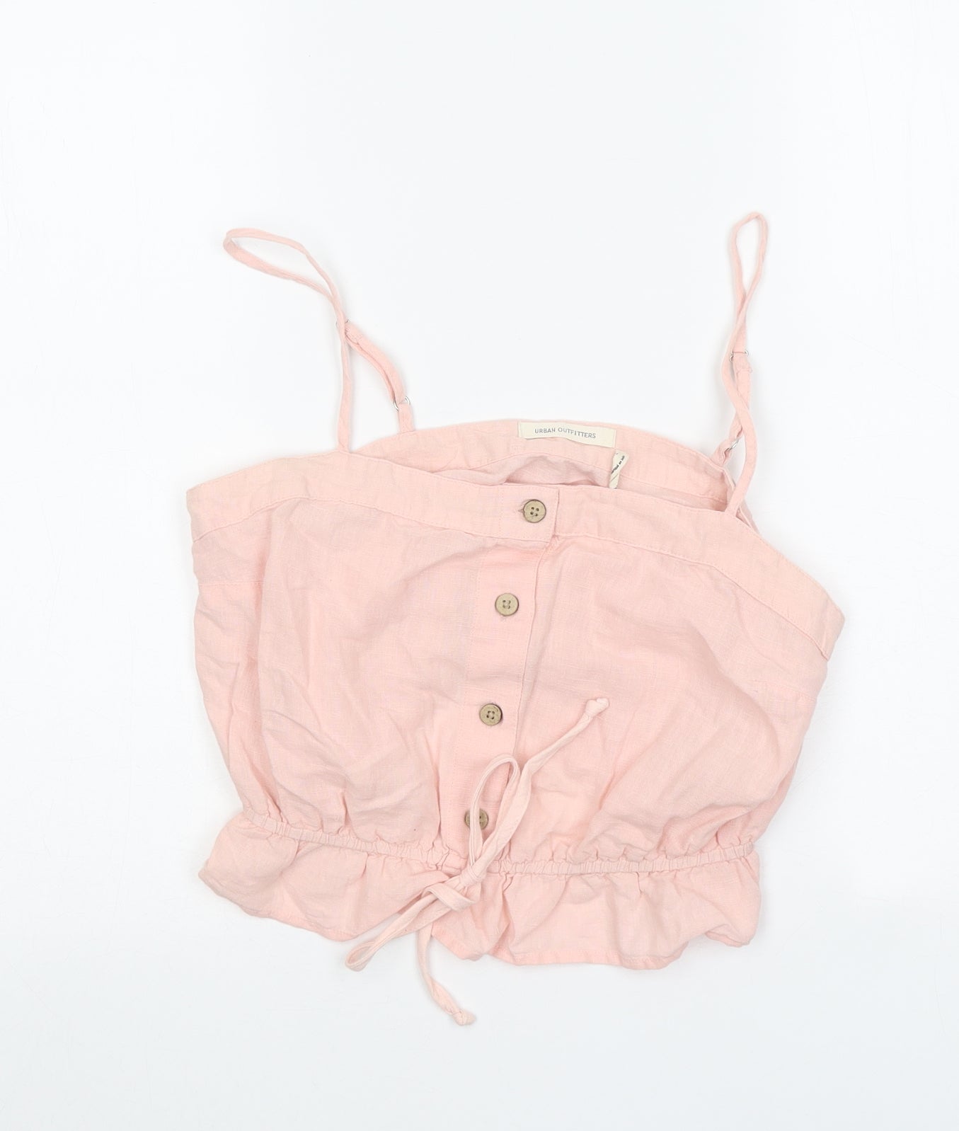 Urban Outfitters Womens Pink Linen Cropped Tank Size S Square Neck