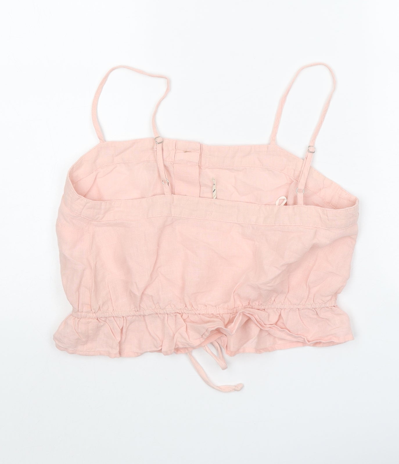 Urban Outfitters Womens Pink Linen Cropped Tank Size S Square Neck
