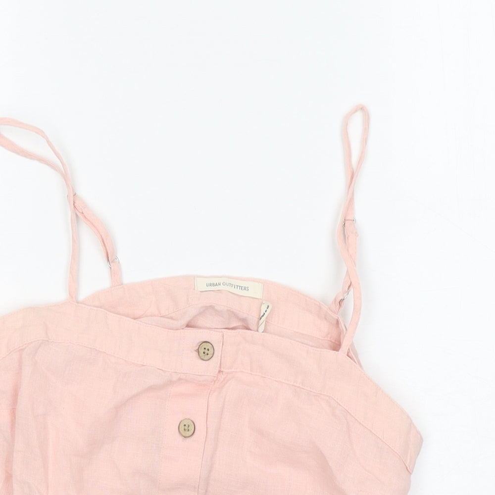 Urban Outfitters Womens Pink Linen Cropped Tank Size S Square Neck