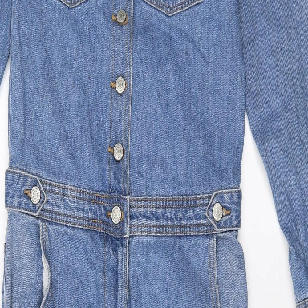Denim Co Womens Blue 100% Cotton Jumpsuit One-Piece Size 8 Button