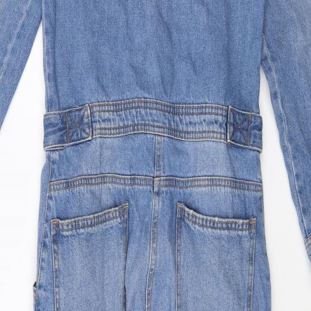Denim Co Womens Blue 100% Cotton Jumpsuit One-Piece Size 8 Button