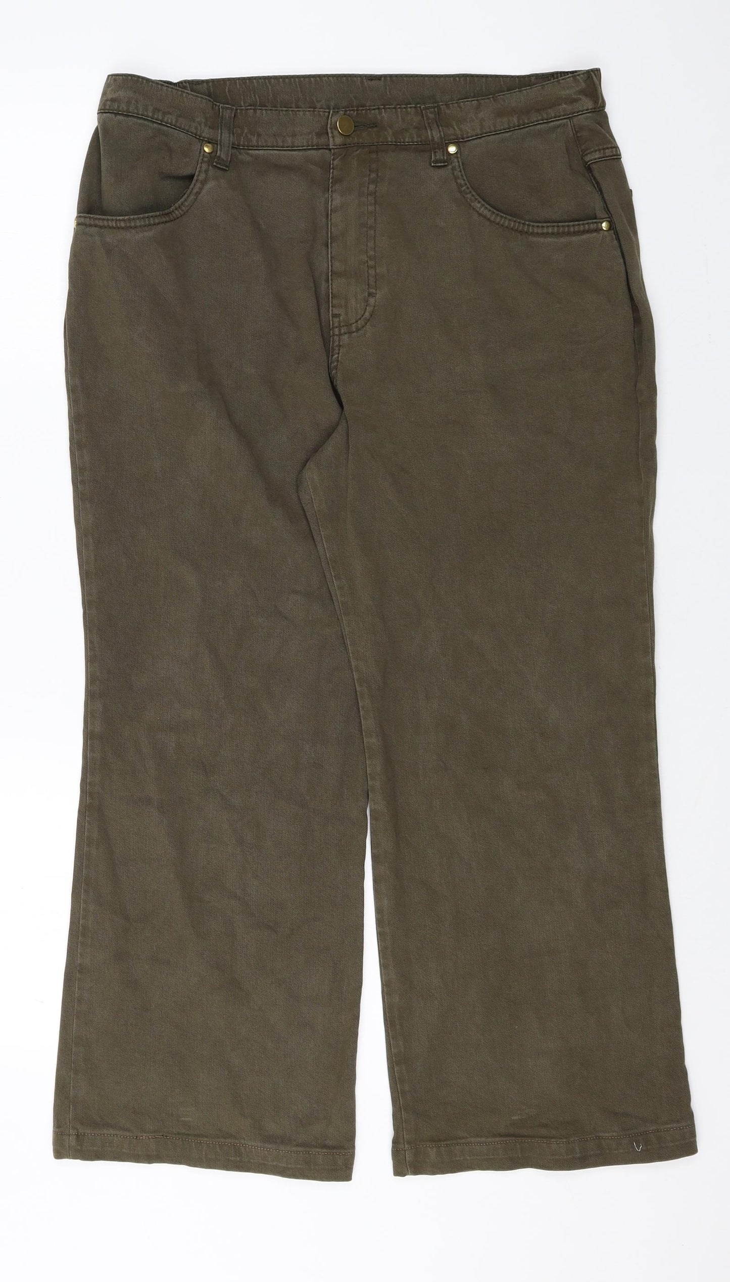 Marks and Spencer Womens Green Lyocell Trousers Size 14 Regular Zip