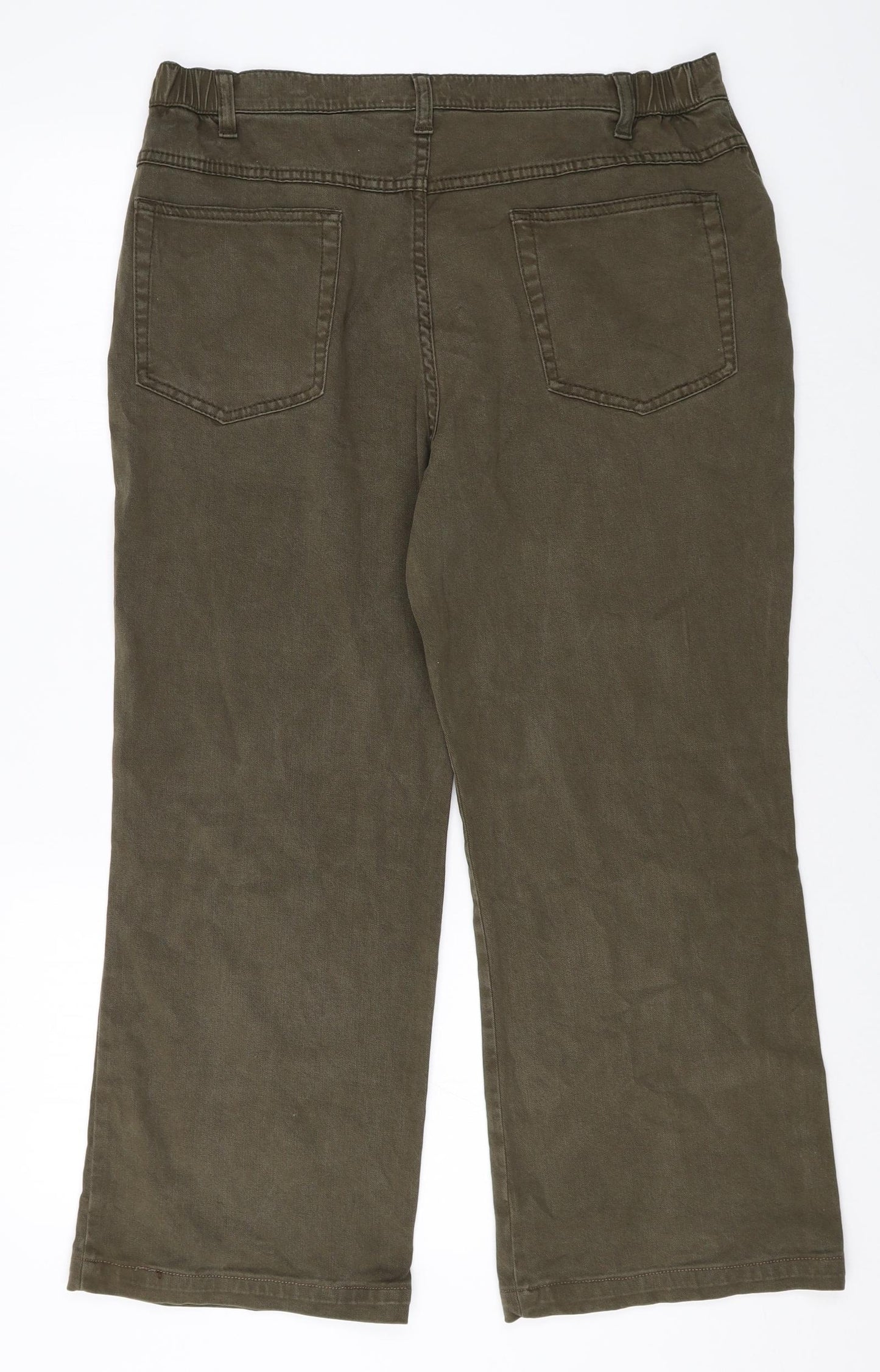 Marks and Spencer Womens Green Lyocell Trousers Size 14 Regular Zip