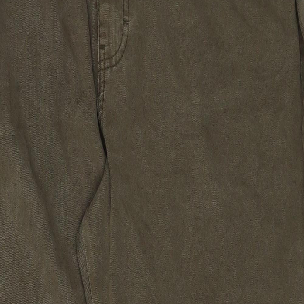 Marks and Spencer Womens Green Lyocell Trousers Size 14 Regular Zip