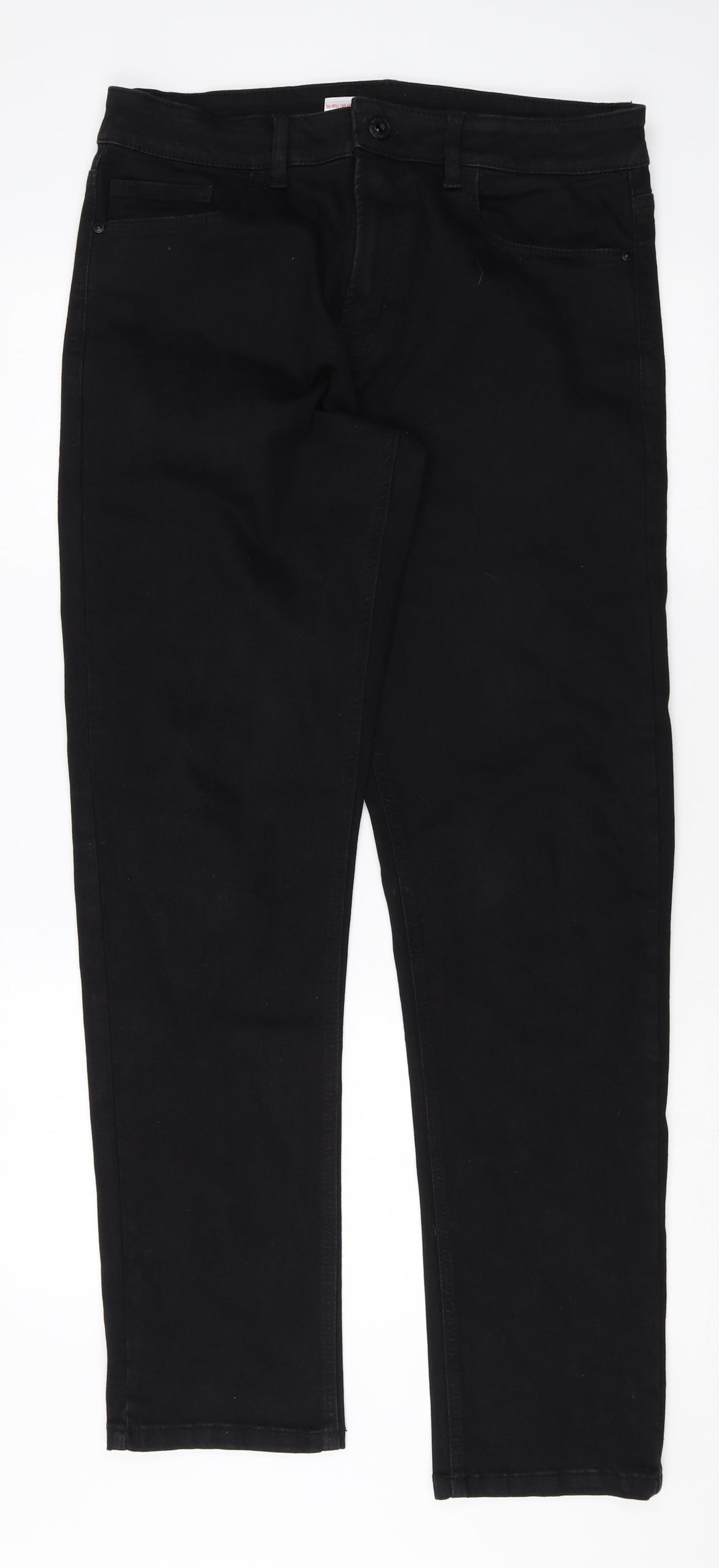 NEXT Mens Black Cotton Straight Jeans Size 34 in Regular Zip