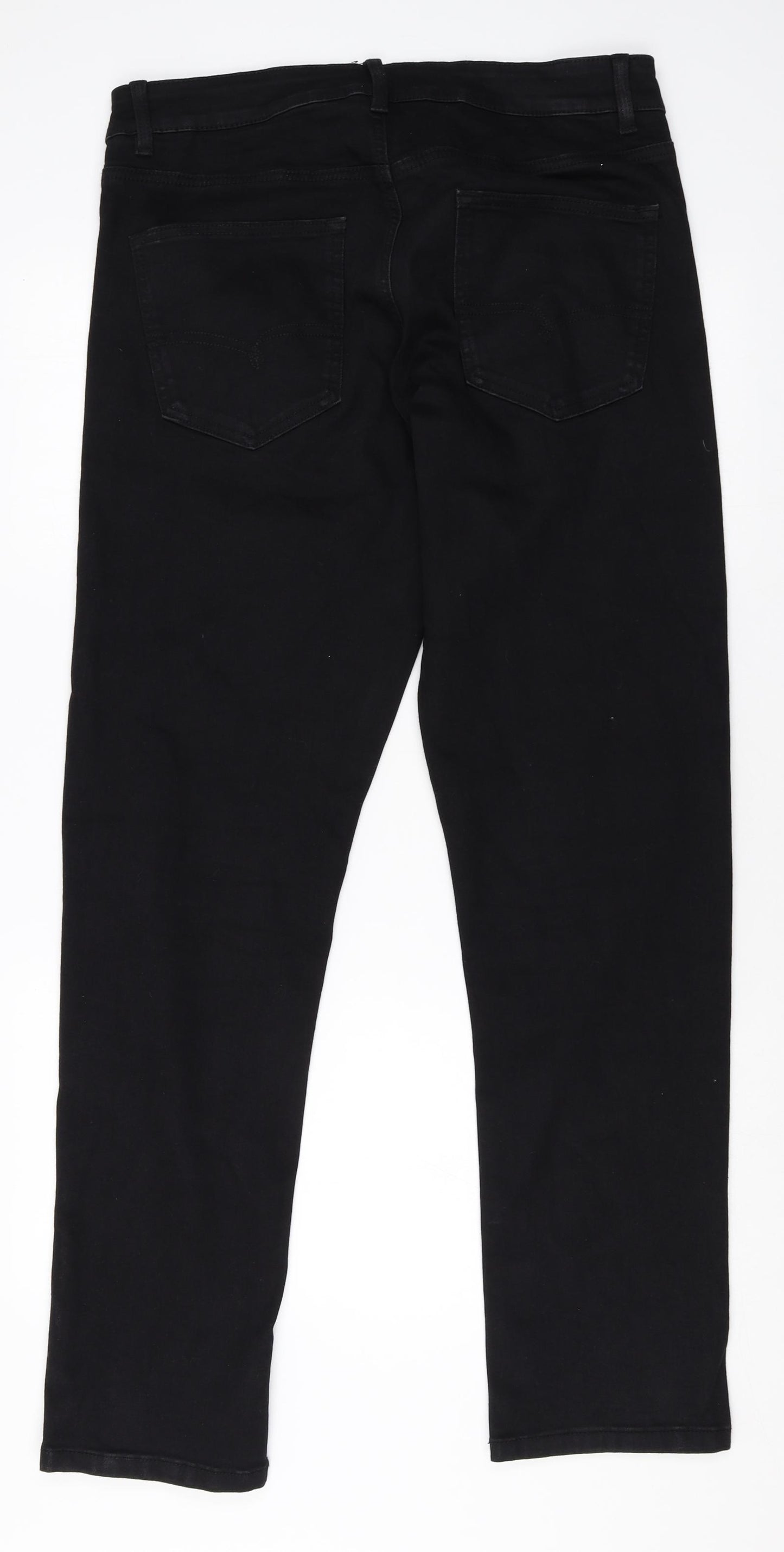 NEXT Mens Black Cotton Straight Jeans Size 34 in Regular Zip