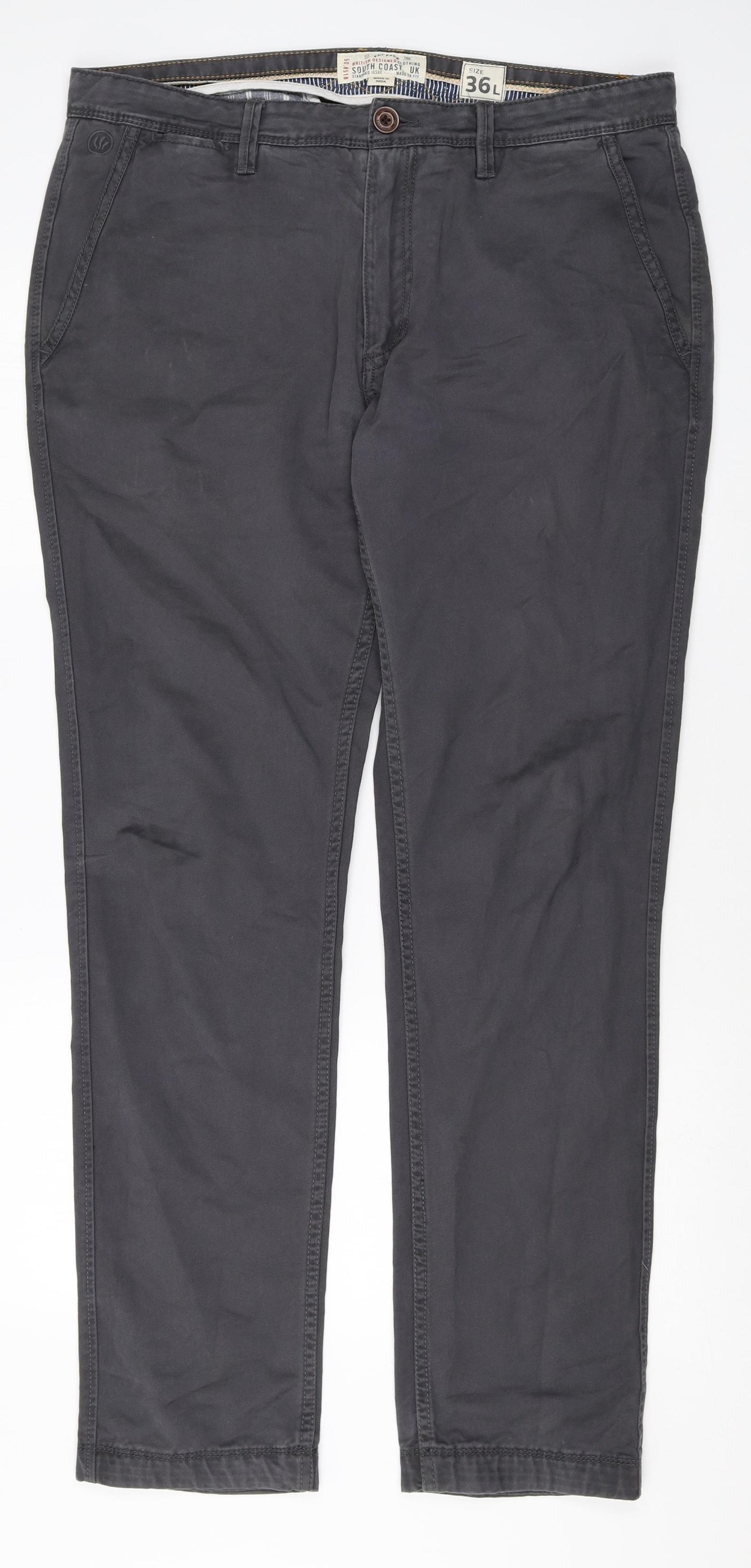 Fat Face Mens Green Cotton Chino Trousers Size 36 in Regular Zip